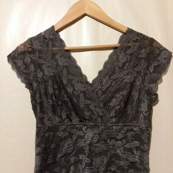 Y2K Gray Lace Dress Size 6 Party Cocktail Helene Blake - Picture 2 of 6